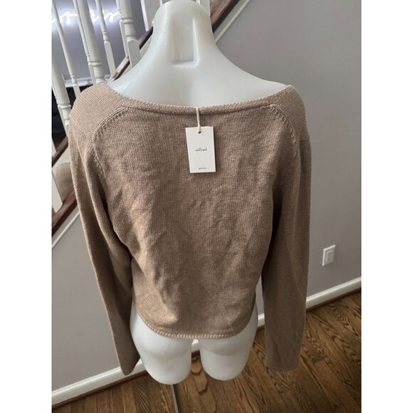 NWT Wilfred Aritzia Basque Wool Blend Cardigan in Oatmeal Size Large - Picture 3 of 3